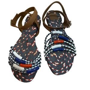Tory Burch Braided Leather Flat Sandal Size 7